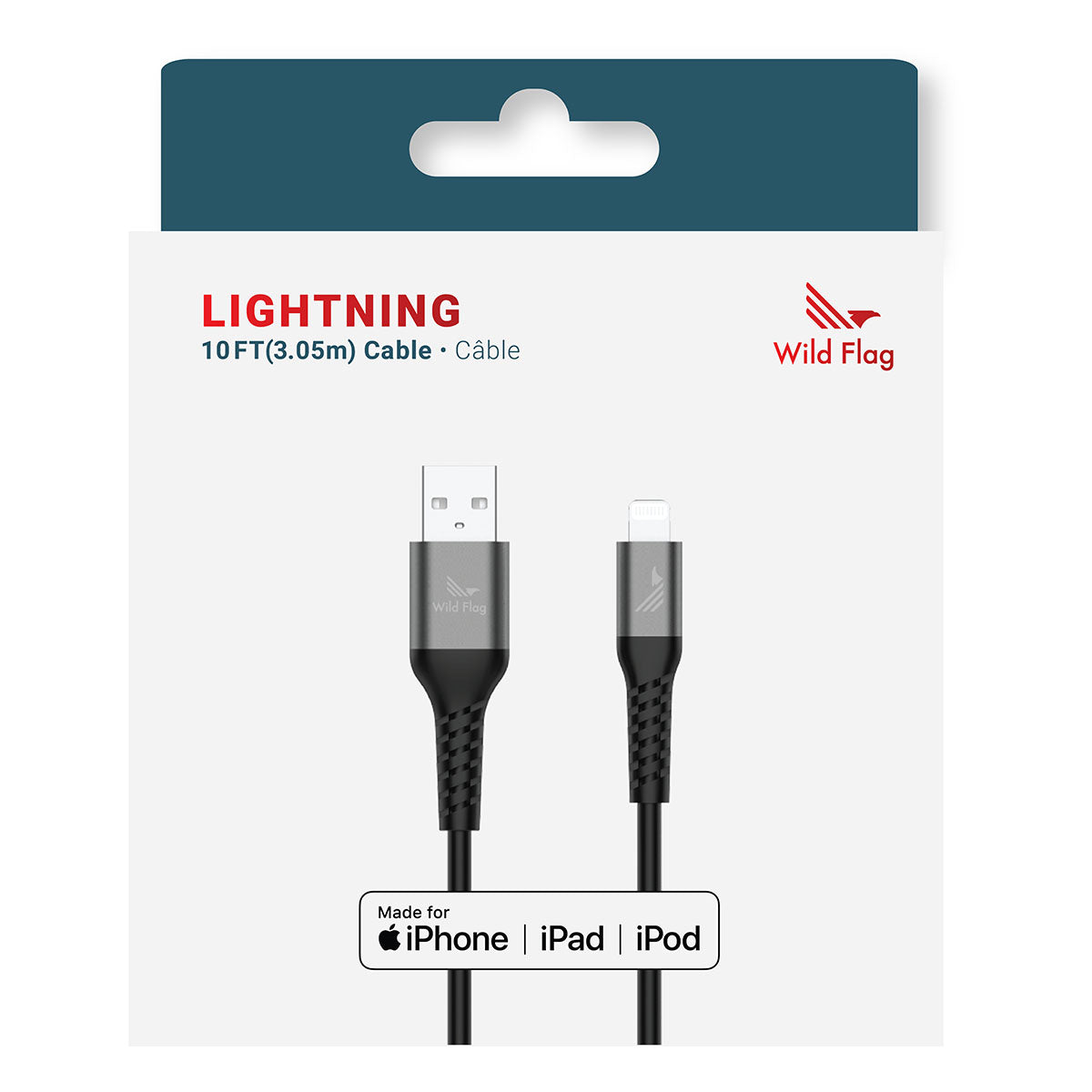 Wild Flag TPE 10ft USB-A To Lightning - Black